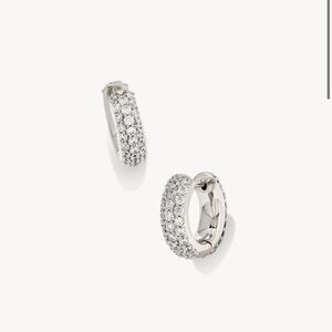 NWT Kendra Scott Mikki Pave Huggie Earrings in Silver